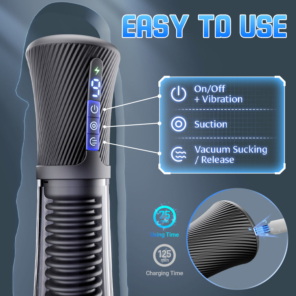 9 Vibration 5 Suction Male Masturbator Penis Pump Glans Trainer with App Control