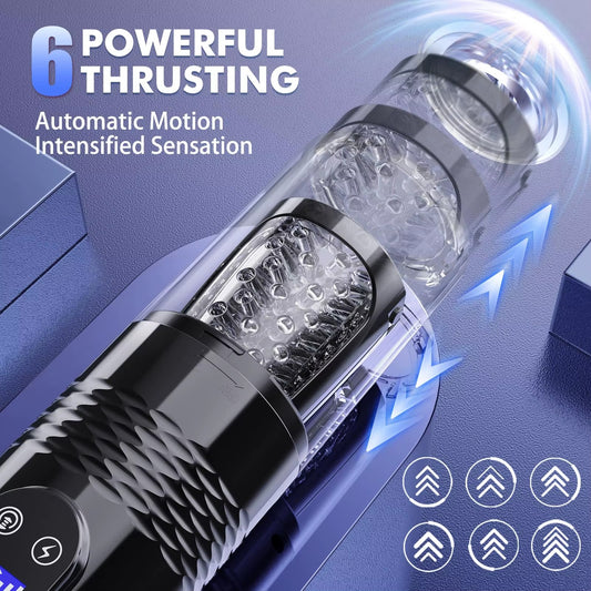 10 Vibrating & 6 Thrusting LCD Display Automatic Masturbation Cup