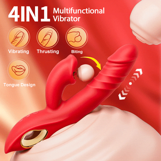 4-in-1 Thrusting G-Spot Vibrator with Clitoral Tongue Stimulation