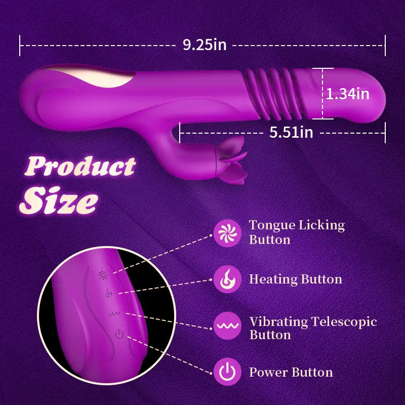7 Rotating 3 Vibration Telescopic Heating Vibrator for Clitoral and G-spot Stimulation
