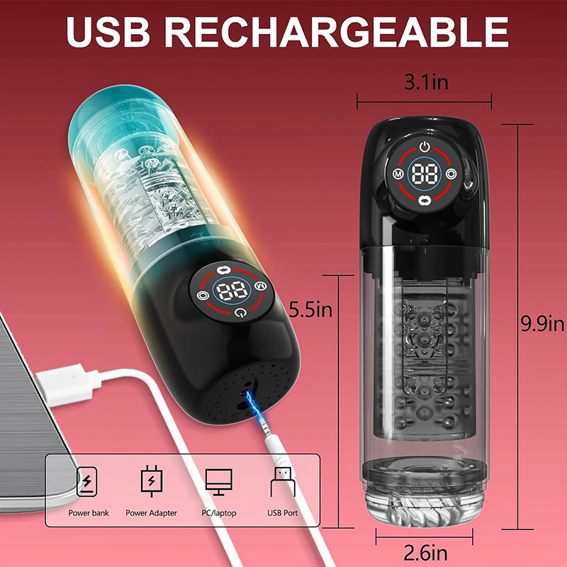 7 Rotating 7 Sucking Lcd Display Pumps & Enlargers Automatic Male Masturbator