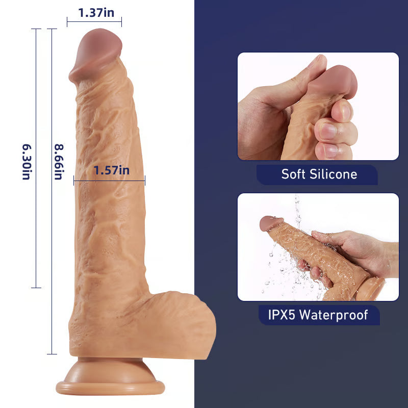 Length-adjustable 6 Thrusting 10 Vibrating Heating LifeLike Dildo