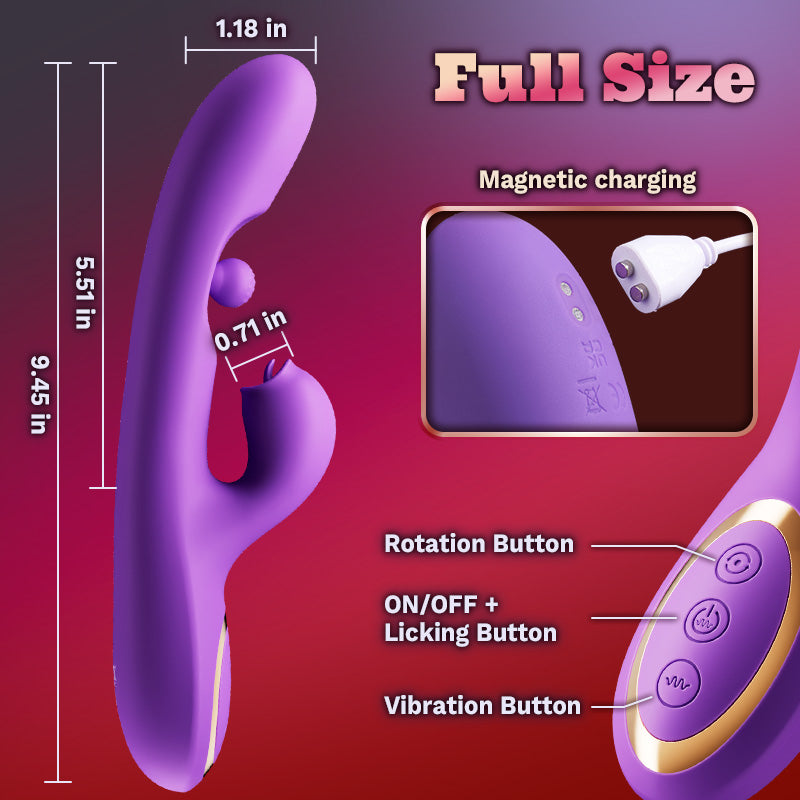 Tongue Licking Clitoral Stimulator Vibrator With 360° Rotation Rubbing Ball