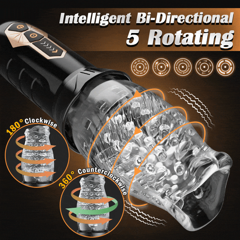 5 Rotating 10 Vibrating Transparent Sleeve Oral Sex Cup Male Masturbators