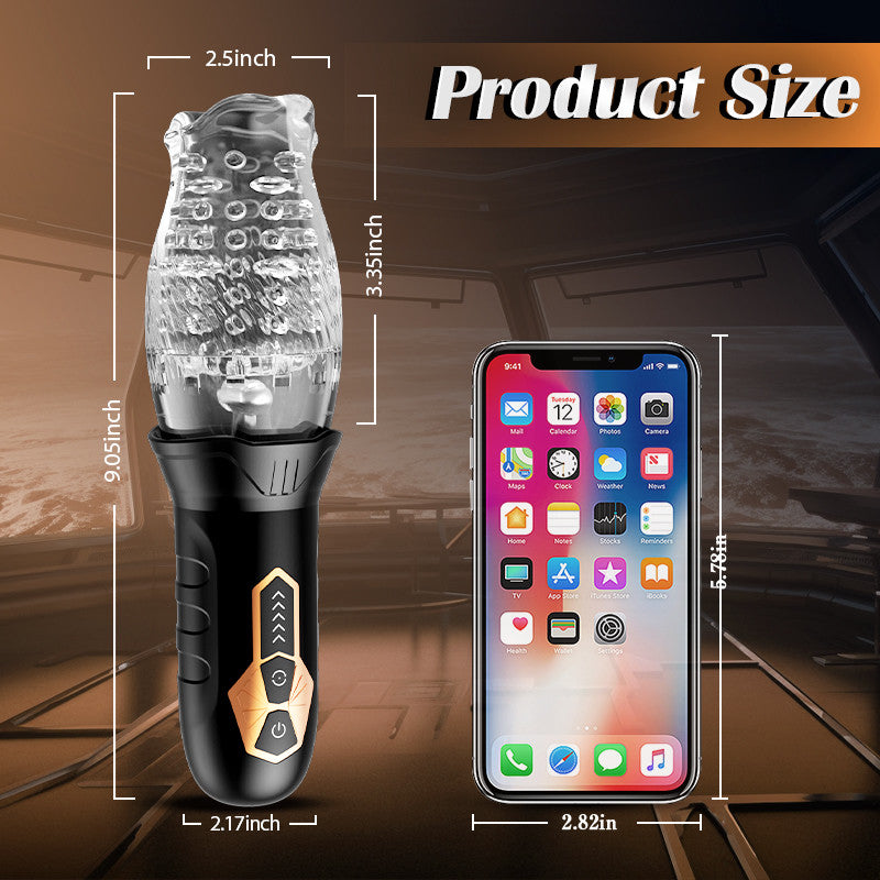 5 Rotating 10 Vibrating Transparent Sleeve Oral Sex Cup Male Masturbators
