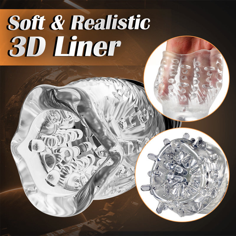 5 Rotating 10 Vibrating Transparent Sleeve Oral Sex Cup Male Masturbators