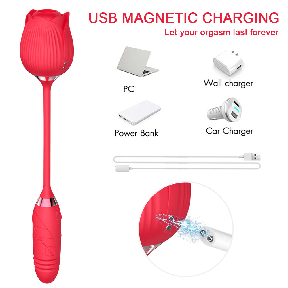 10 Sucking And Telescopic Rose Toy Vibrator