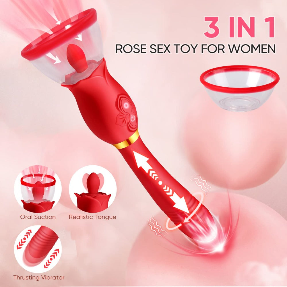 3 In 1 Quick Pleasure Vibrator Stimulator with Sucking Cups