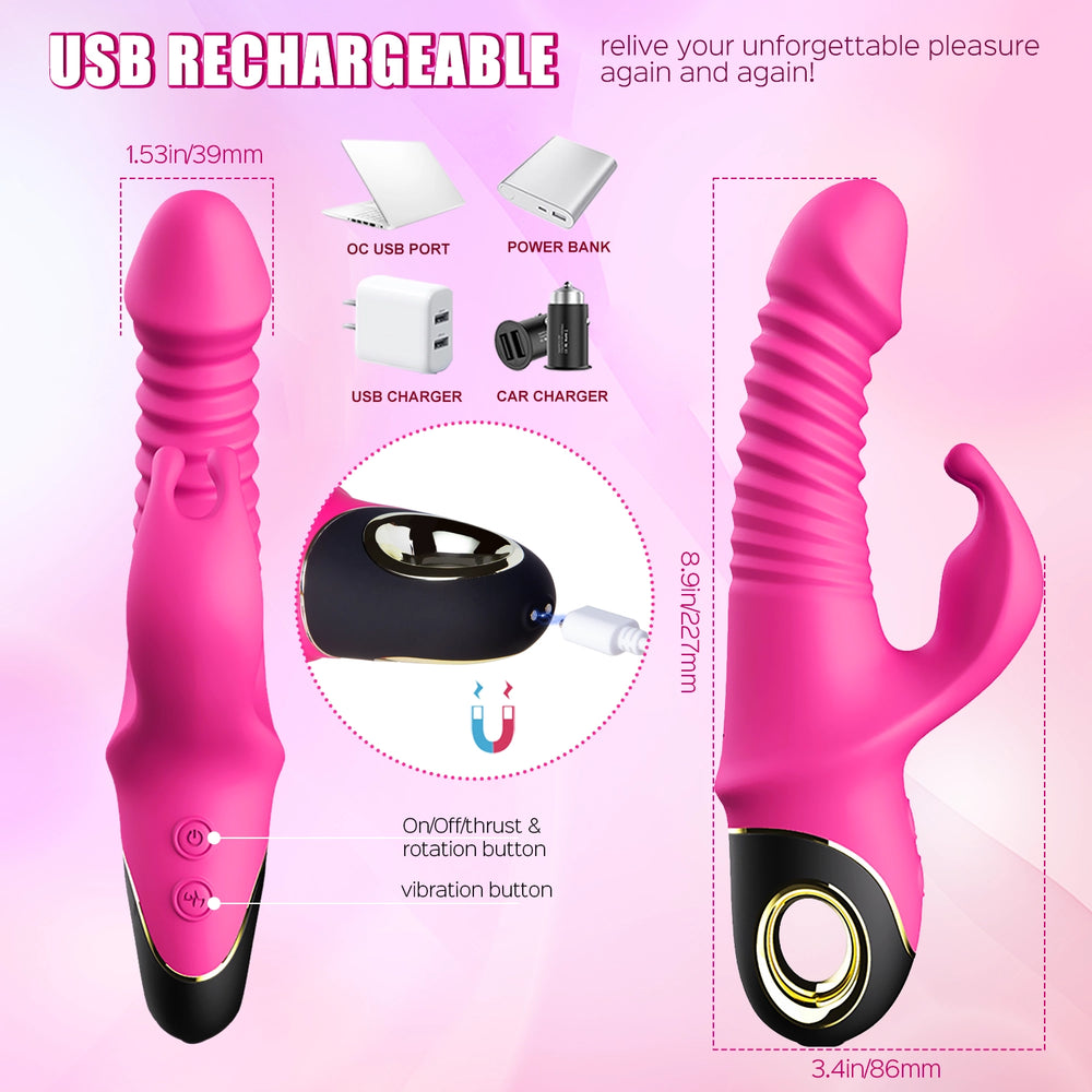 3 In 1 Thrusting & Rotating G-Spot Rabbit Vibrator