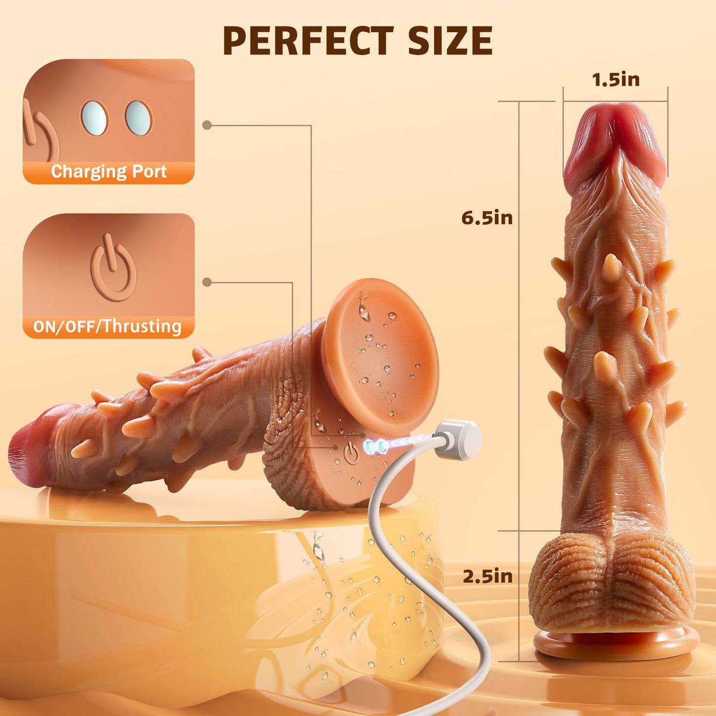 3 Thrusting 9 Vibrating G Spot Anal Stimulation Heating Dildo