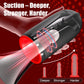 Black and red vacuum cleaner with suction illustration on a red background