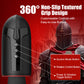Black device with text '360° Non-Slip Textured Grip Design' on a red background