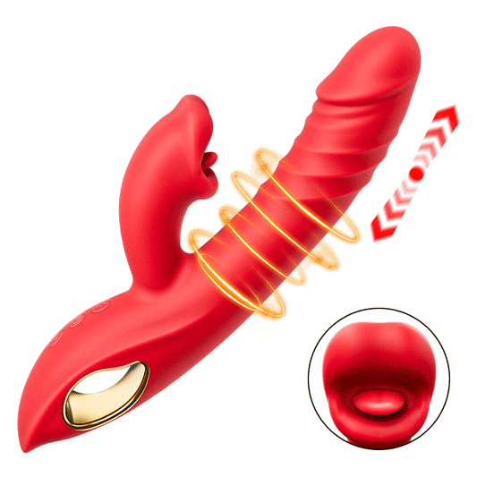 4-in-1 Thrusting G-Spot Vibrator with Clitoral Tongue Stimulation