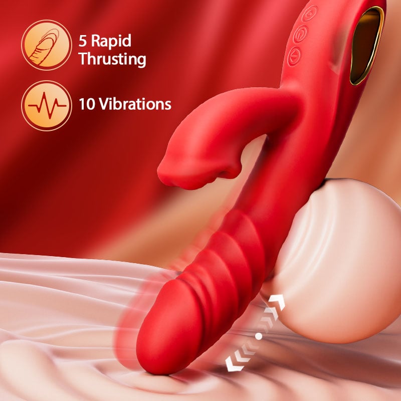 4-in-1 Thrusting G-Spot Vibrator with Clitoral Tongue Stimulation
