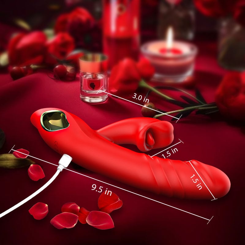 4-in-1 Thrusting G-Spot Vibrator with Clitoral Tongue Stimulation