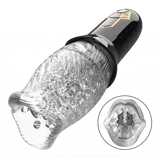 5 Rotating 10 Vibrating Transparent Sleeve Oral Sex Cup Male Masturbators