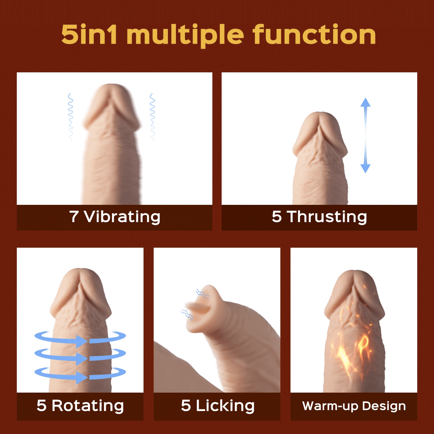 5 IN 1 Clitoral Stimulation Suction Cup Realistic Dildo