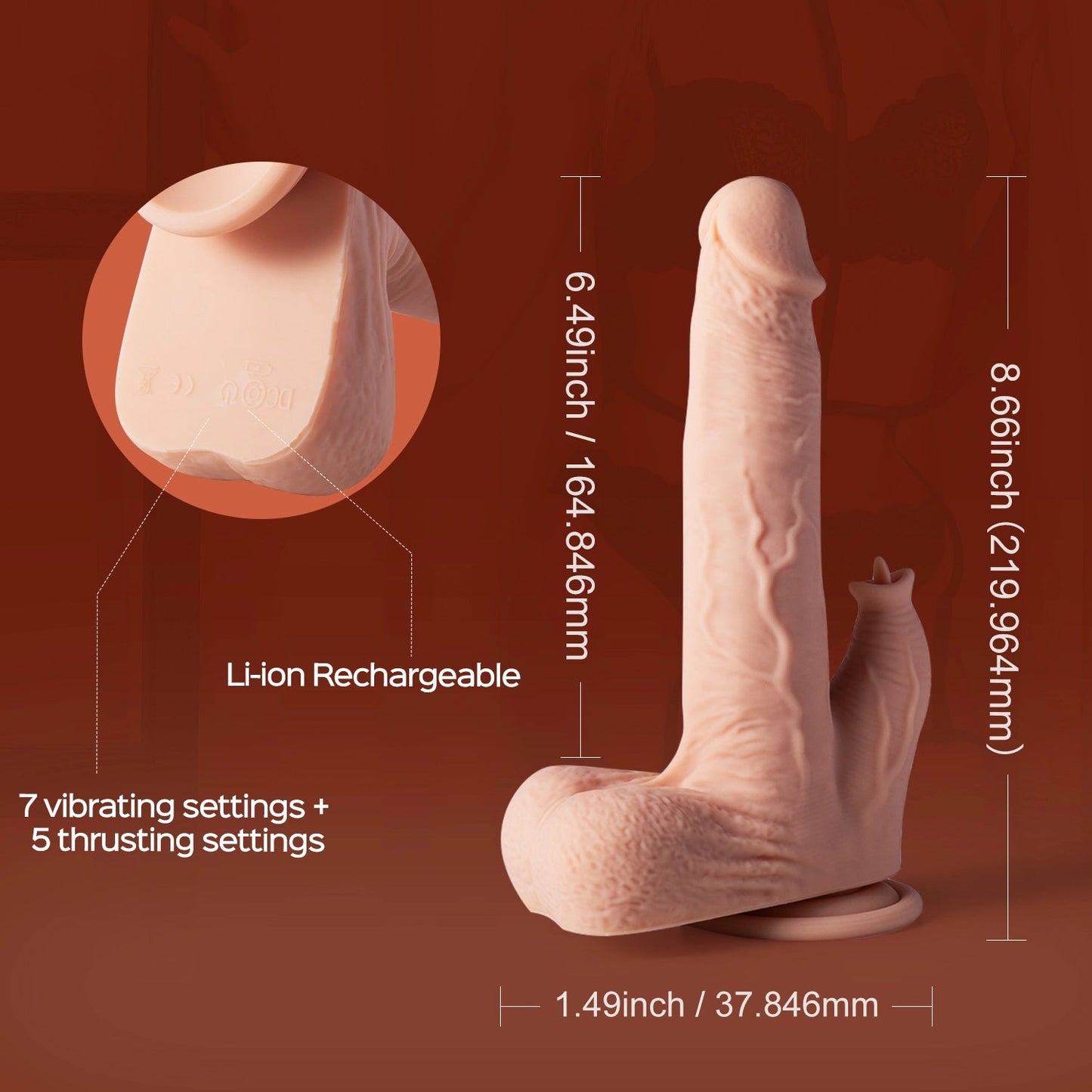 5 IN 1 Clitoral Stimulation Suction Cup Realistic Dildo