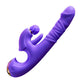 A purple silicone personal massager with a textured dual-stimulation head and gold-toned metallic accents, shown on a plain white background.