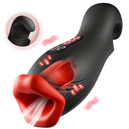 9 Vibrations 4 Suctions Clamping Suction Oral Simulation Male Masturbator