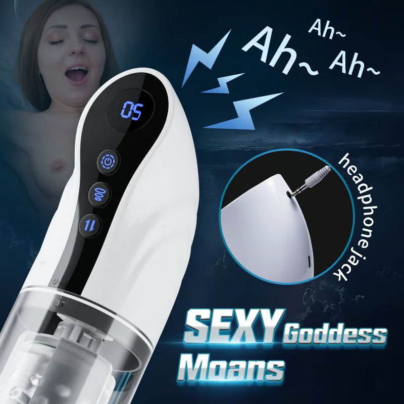 9 Sucking 9 Thrusting & Rotating LCD Masturbator Cup with Voice Function