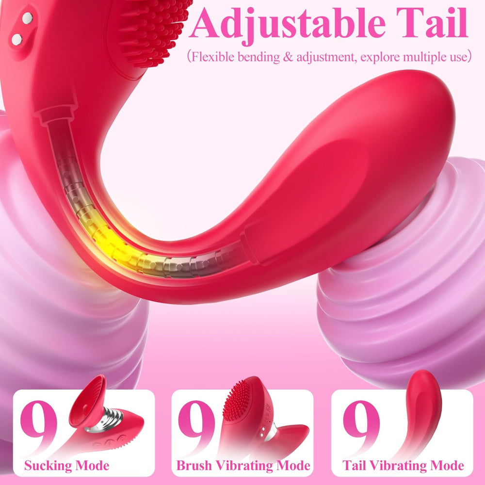 Pink and red adjustable tail device with modes on a pink background