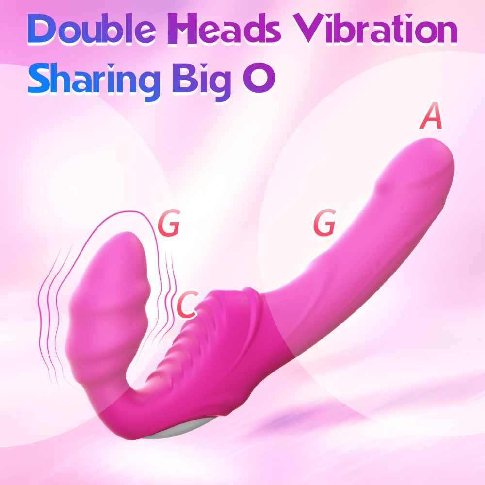 9 Vibrations Double-ended  Strapless Strap on Dildo Vibrator