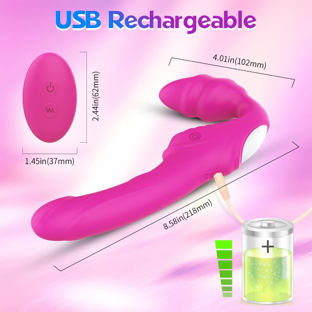 9 Vibrations Double-ended  Strapless Strap on Dildo Vibrator