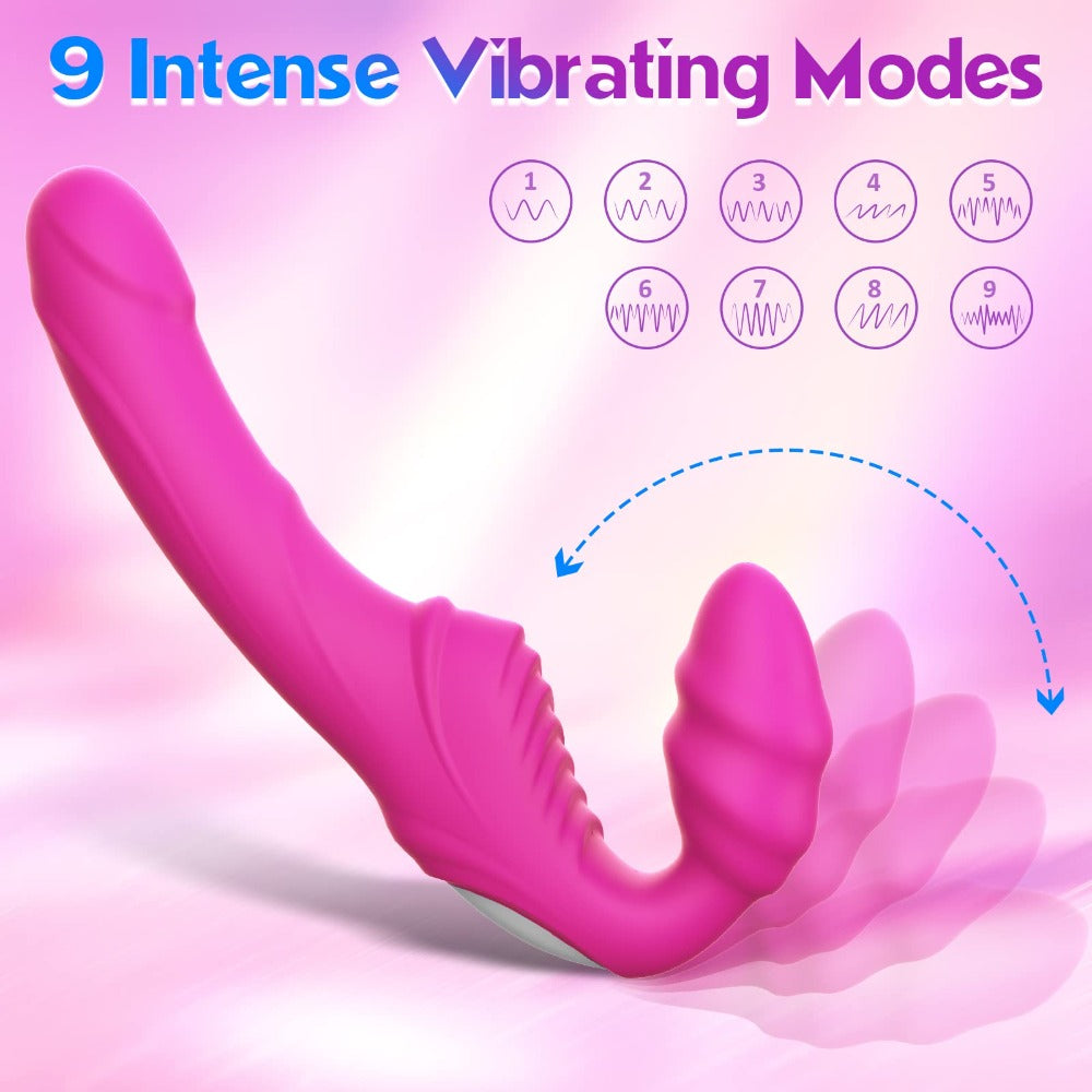 9 Vibrations Double-ended  Strapless Strap on Dildo Vibrator