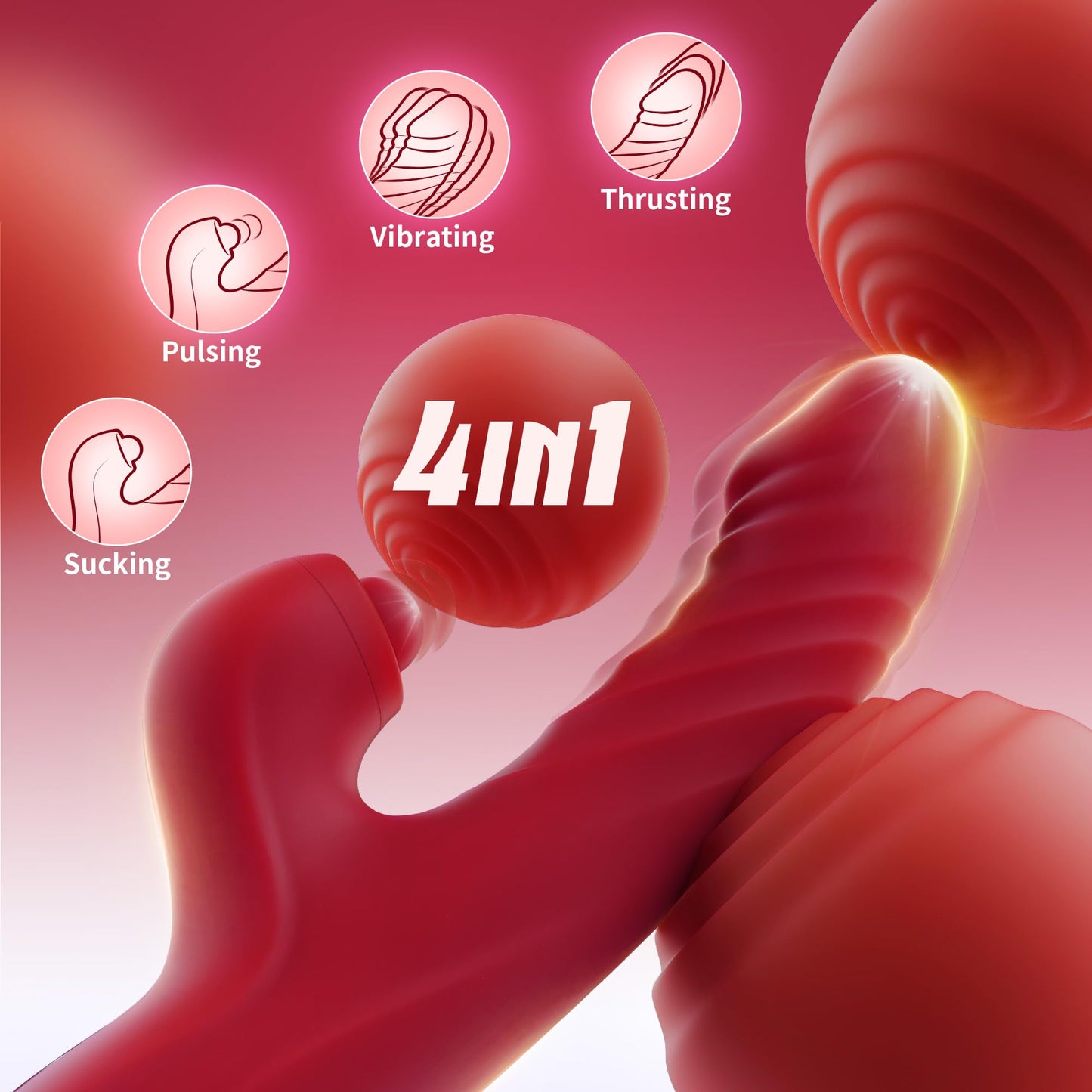 4-in-1 Thrusting Massager with G-Spot & Clitoral Stimulation