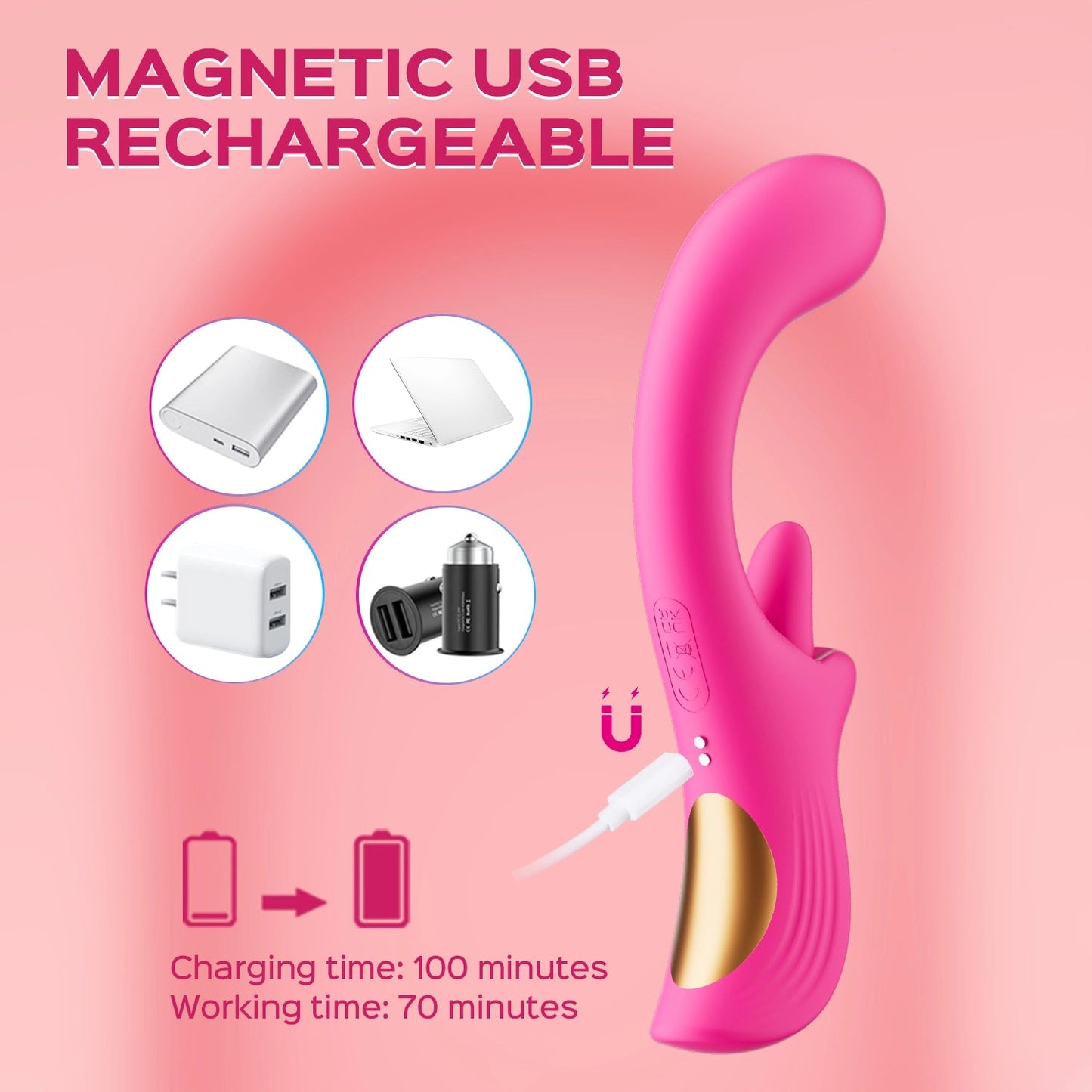 Curved G-Spot Vibrator & Rotating Tongue Clitoral Stimulator