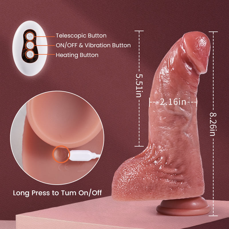 Curved Glans Thrusting Heating Vibrating P And G Spot Stimulation Realistic Dildo