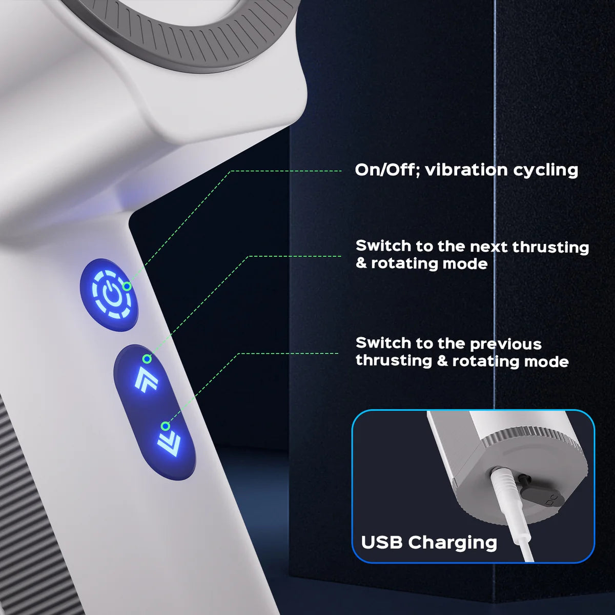 Double-Ended Handheld Vibrating Thrusting & Rotating Automatic Male Ma ...