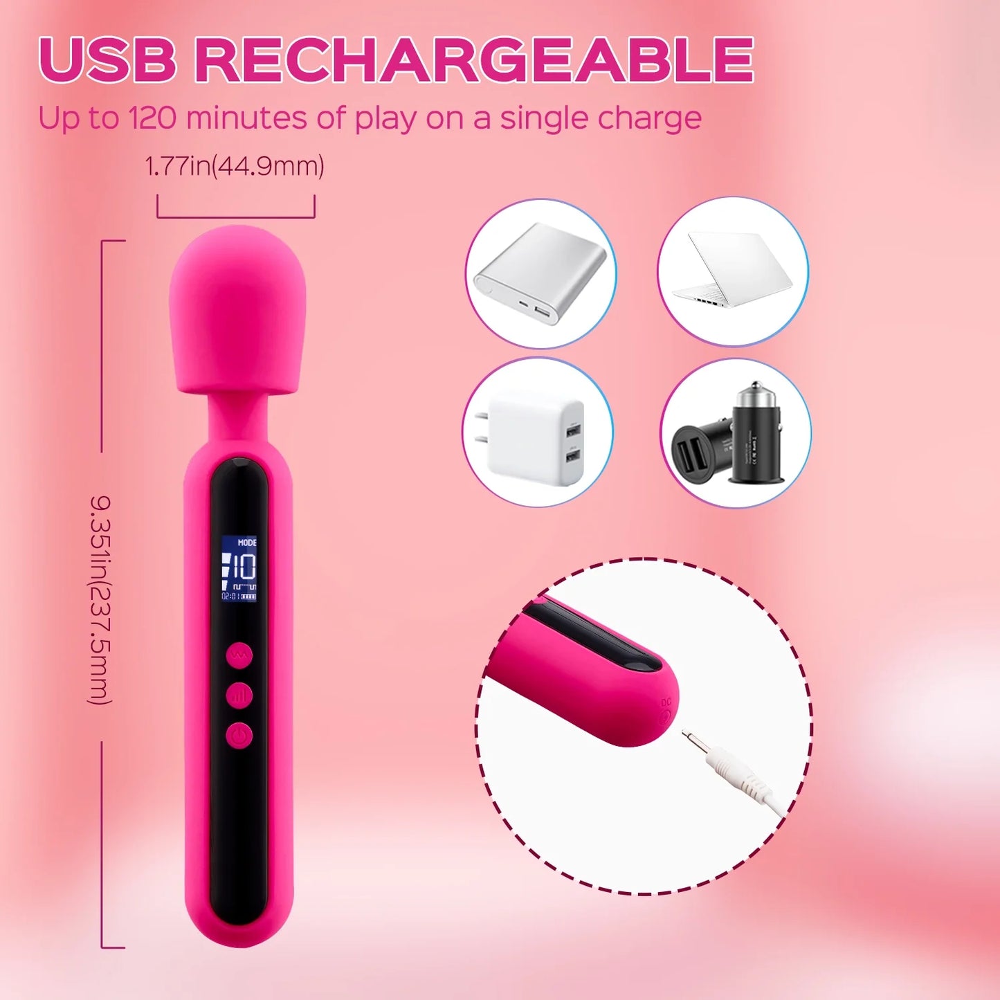 Extra Powerful Wand Massager with LED Display Screen