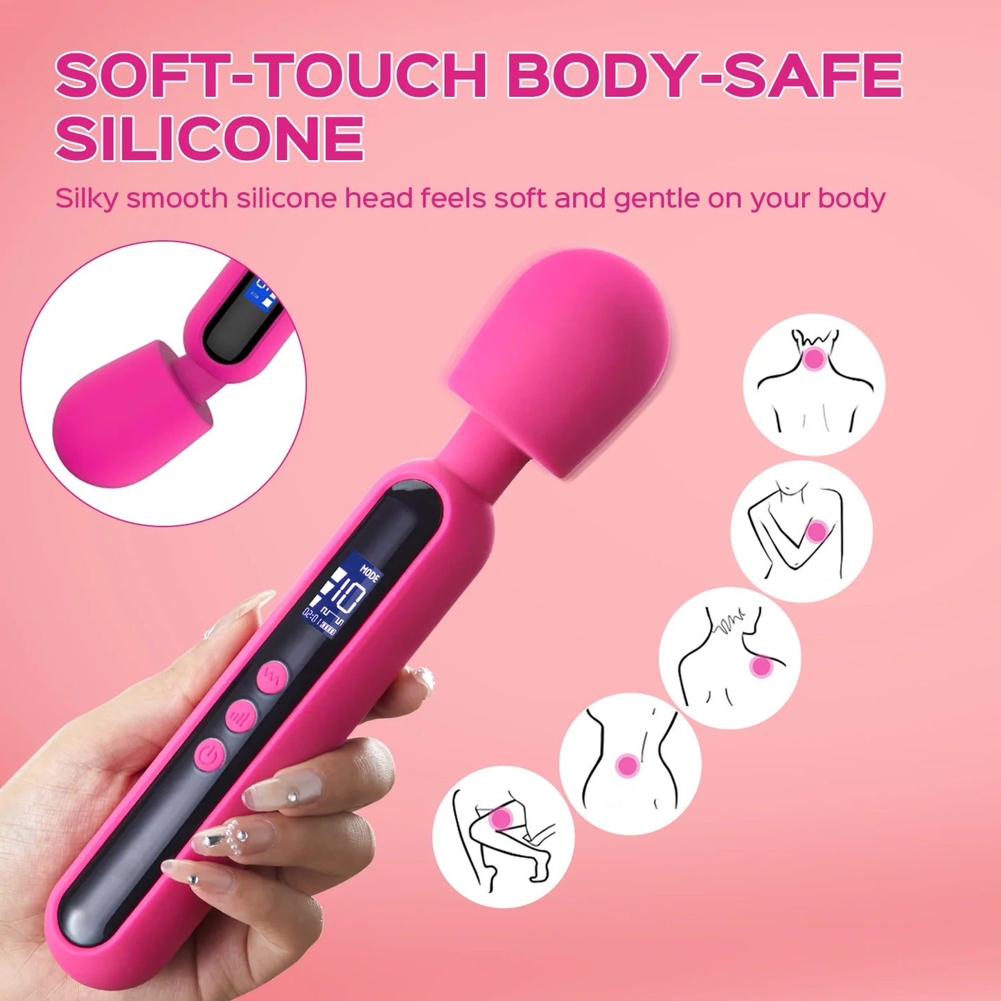 Extra Powerful Wand Massager with LED Display Screen