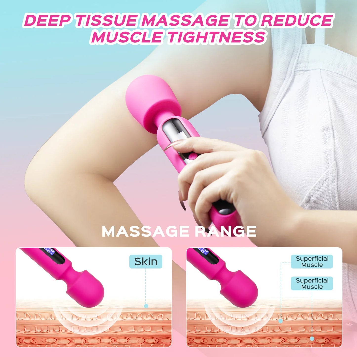 Extra Powerful Wand Massager with LED Display Screen