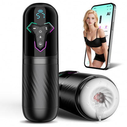 Heating Male Masturbator with 7 Thrusting, 5 Suction, 10 Vibrations & Licking for Realistic Stimulation