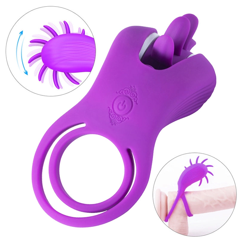 Licking Sex Toy With Vibrating Dual Penis Ring