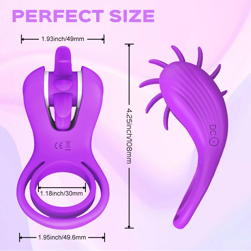 Licking Sex Toy With Vibrating Dual Penis Ring