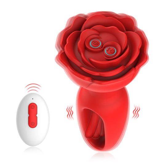 Rose Butt Plug Anal Toys with 9 Vibration & Flapping