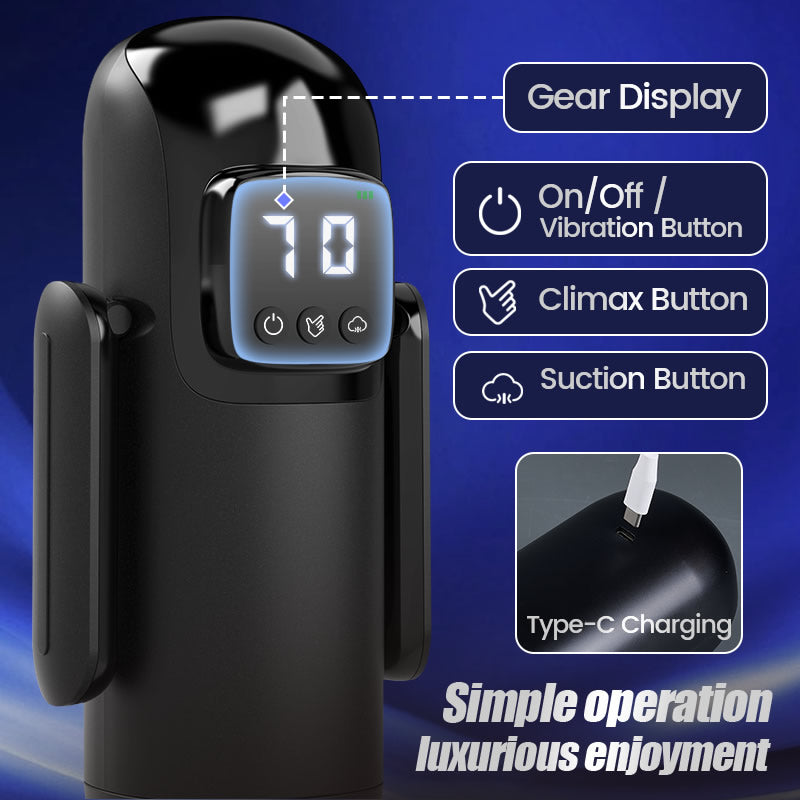 Powerful 7 Suction 7 Vibration Dual Handle Male Masturbator with Textured Channel
