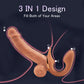 Rabbit Ear Double Ended 9 Vibrating Telescopic Strap On Adjustable Lifelike Dildos