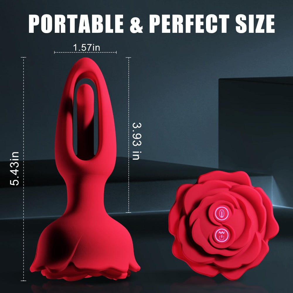 Rose Butt Plug Anal Toys with 9 Vibration & Flapping