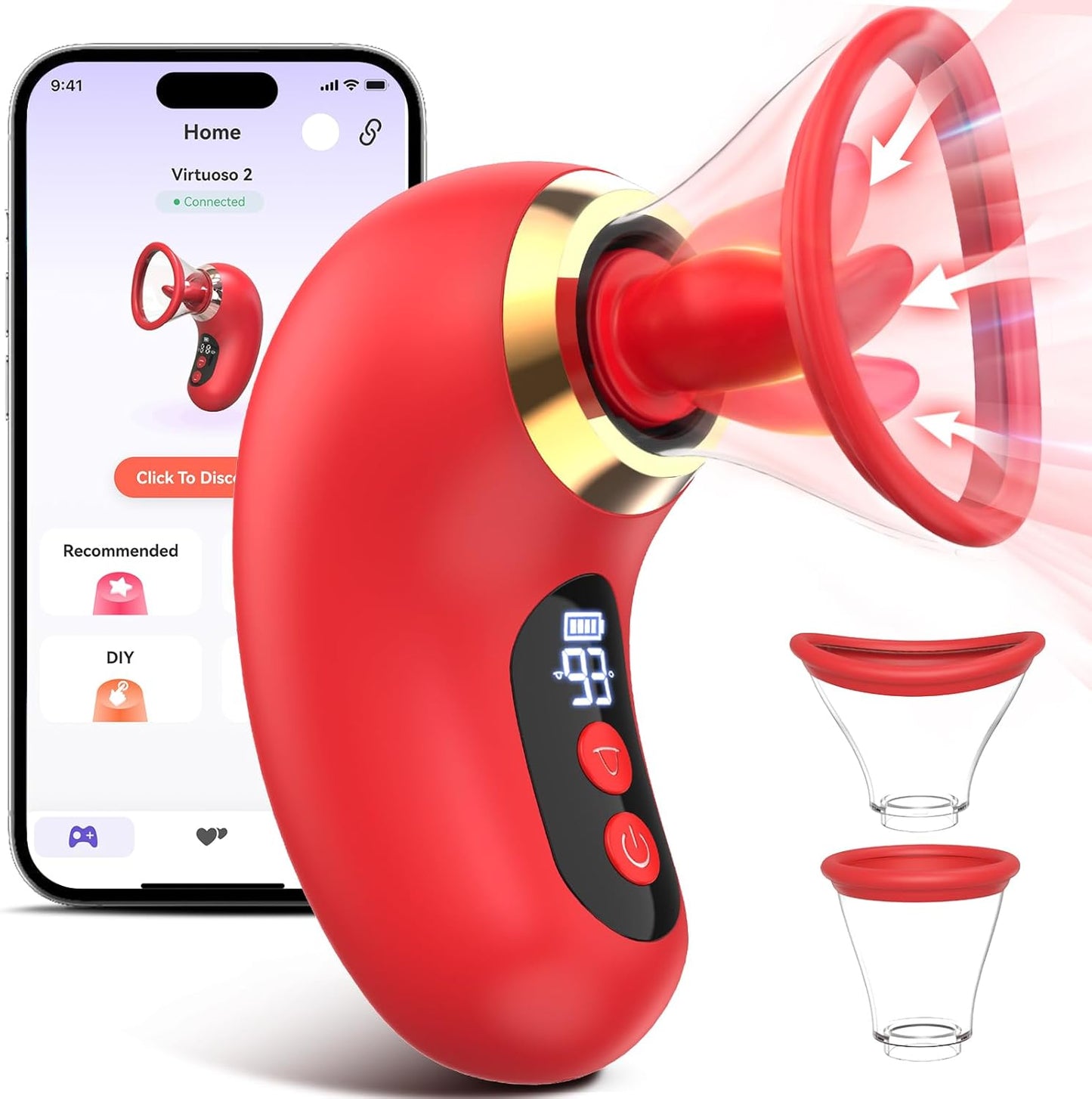Rose Vibrator with LCD Display, 3 Suction Modes, 9 Tongue Motions, Vibration & Removable Cup