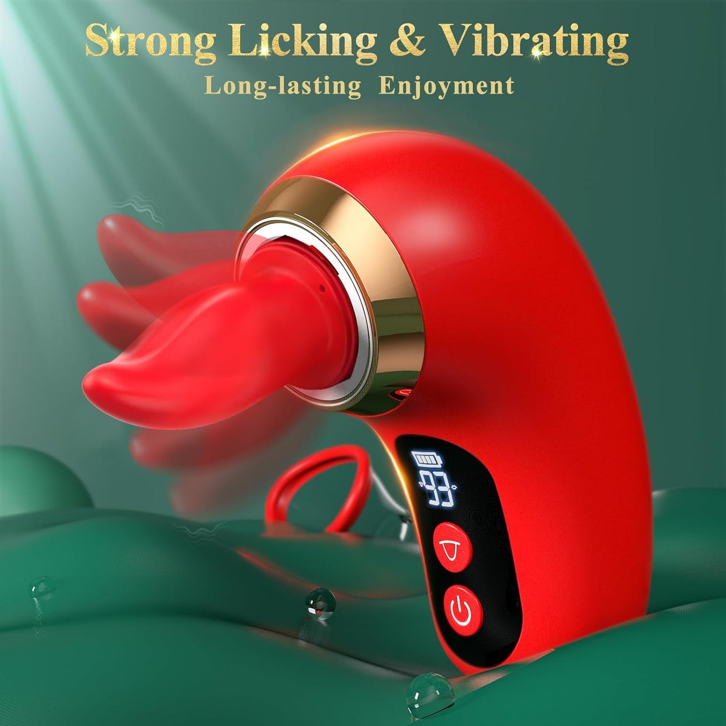 Rose Vibrator with LCD Display, 3 Suction Modes, 9 Tongue Motions, Vibration & Removable Cup