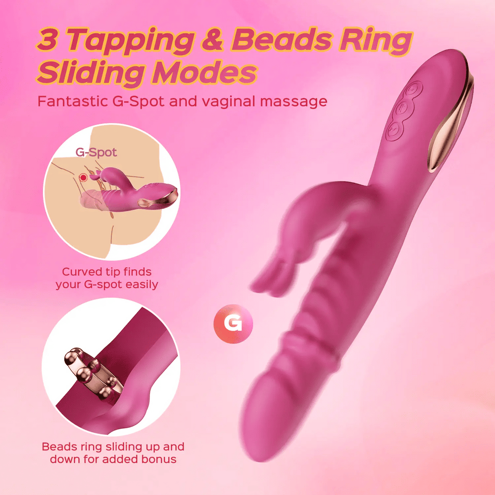 3 Tapping & Beads Ring Sliding Modes 7 Vibrating Modes Rabbit Vibrator