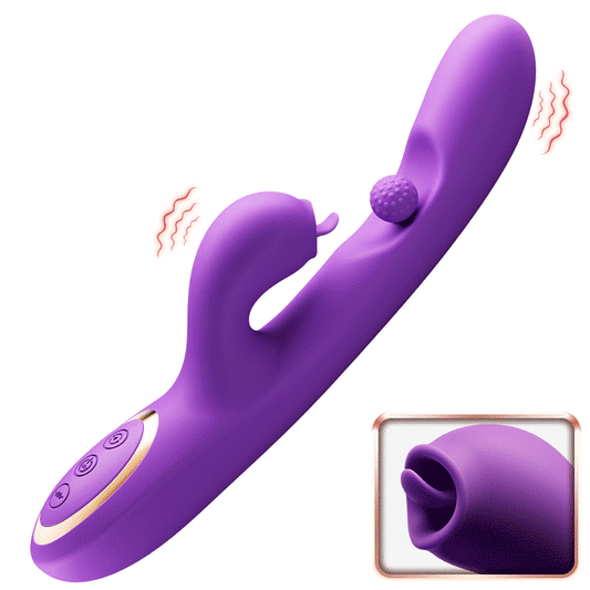 Tongue Licking Clitoral Stimulator Vibrator With 360° Rotation Rubbing Ball