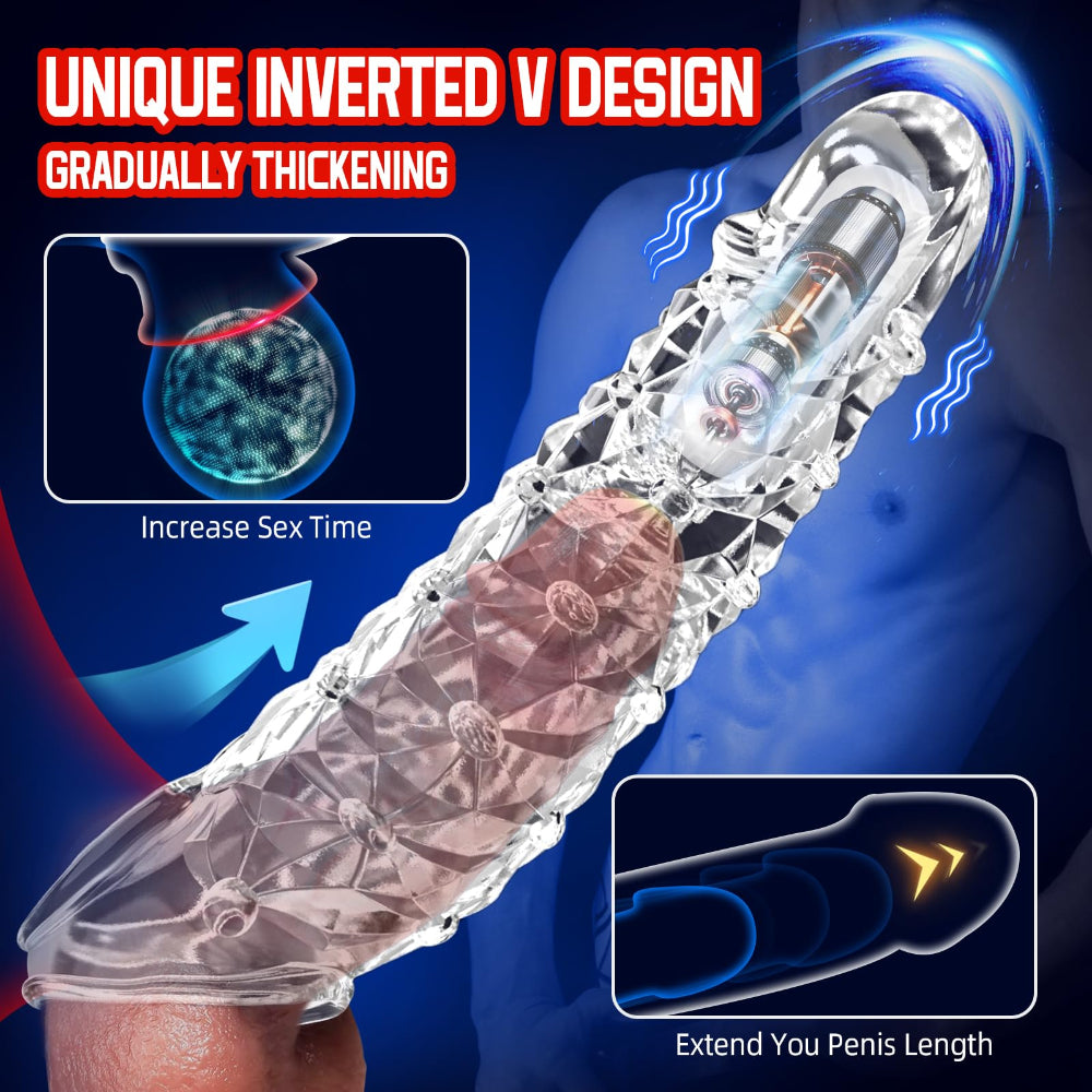 Product with unique inverted V design for sexual enhancement, showing text and insets about its features.