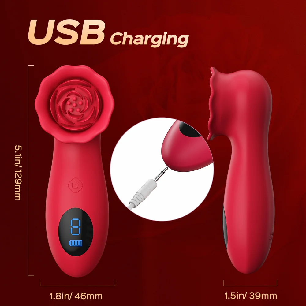 Tapping Vibrating Rose Toy Clitoral Stimulator