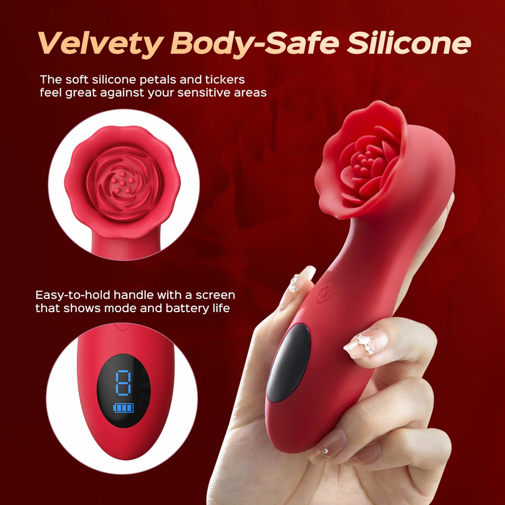 Tapping Vibrating Rose Toy Clitoral Stimulator